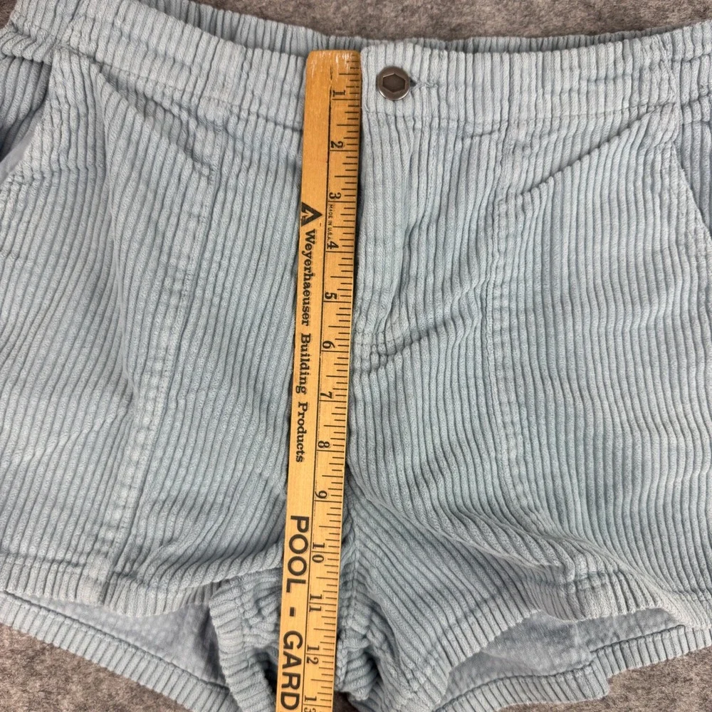 RVCA Womens Blue Corduroy Shorts High Rise Elastic Waist Size Medium Cotton